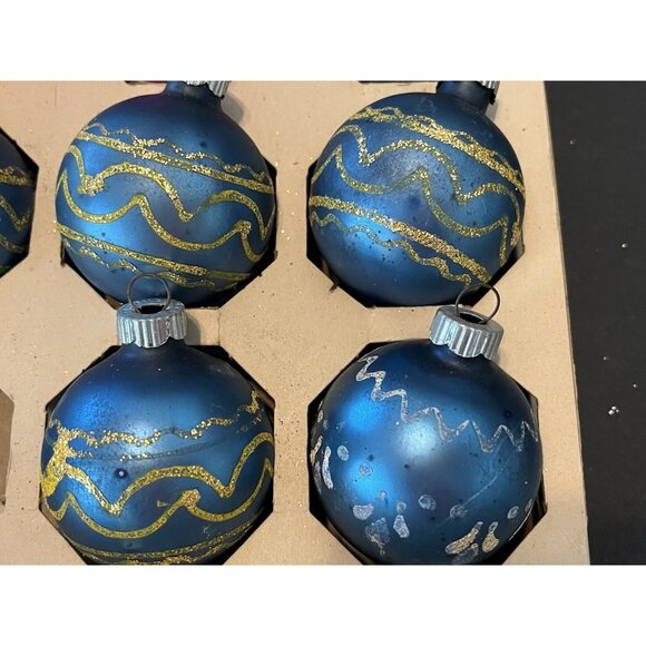 11 Shiny Bright Christmas Ornament Mica MCM Mercury Glass Some Matching With Box - Picture 2 of 10